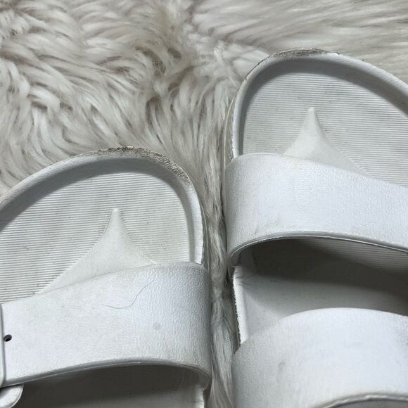 Double Buckle Strap Slide On Sandals White Size 7 - Picture 7 of 7